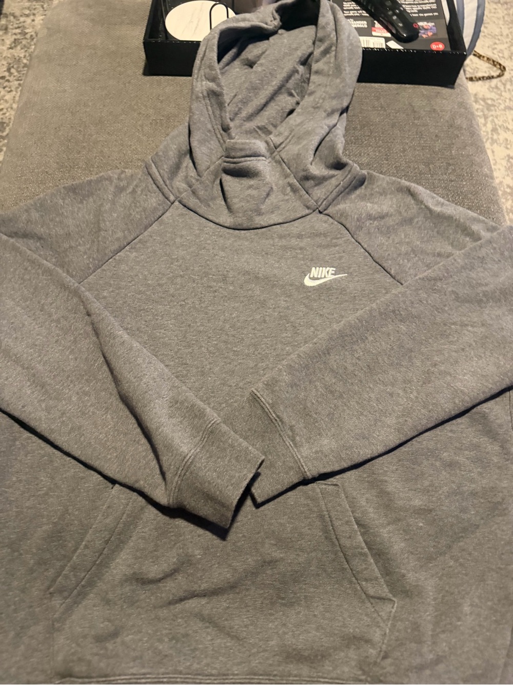 Nike Men’s Gray Nike Hooded Sweatshirt – Classic Pullover Hoodie gaiter medium